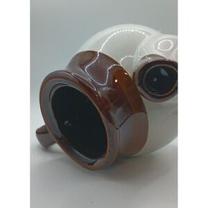 Vintage Two Tone Brown and Cream Speckled Ceramic Teapot with Lid Made in Taiwan